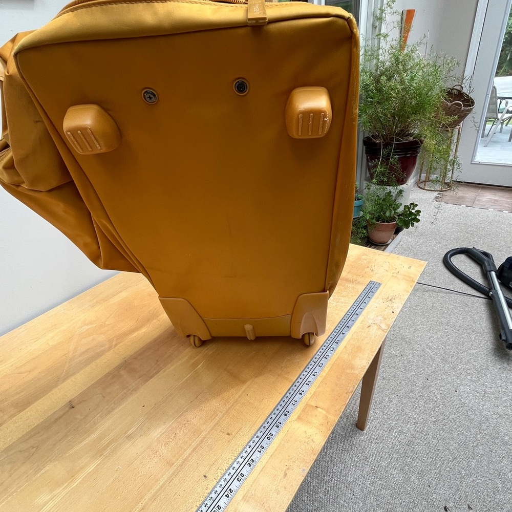 Chic Mustard Leather Rolling Tote Bag - Picture 9 of 16
